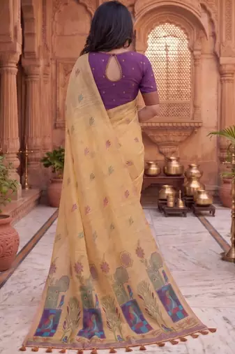 Floral Pure Cotton Chanderi Saree