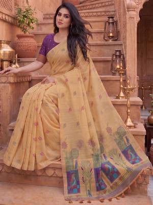 Floral Pure Cotton Chanderi Saree 3