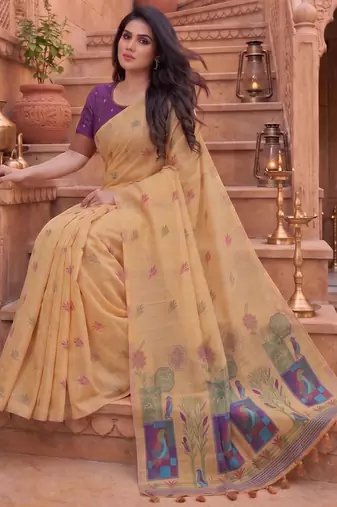 Floral Pure Cotton Chanderi Saree