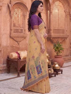 Floral Pure Cotton Chanderi Saree 4
