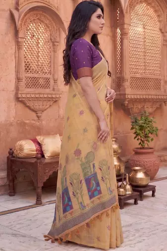 Floral Pure Cotton Chanderi Saree