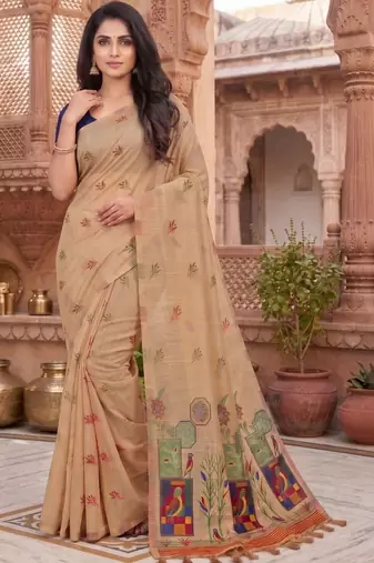 Floral Pure Cotton Chanderi Saree