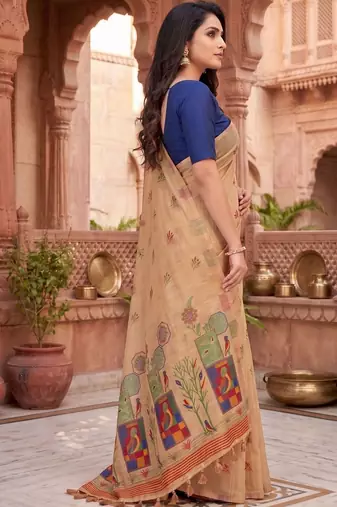 Floral Pure Cotton Chanderi Saree