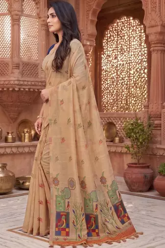 Floral Pure Cotton Chanderi Saree
