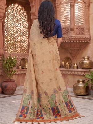 Floral Pure Cotton Chanderi Saree 4