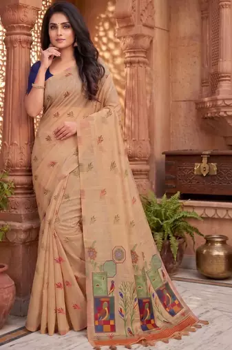 Floral Pure Cotton Chanderi Saree