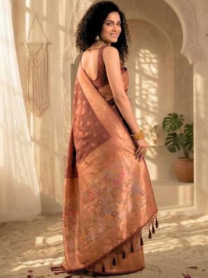Batik Zari Silk Blend Designer Banarasi Saree 4