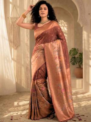 Batik Zari Silk Blend Designer Banarasi Saree 6