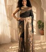 Batik Zari Silk Blend Designer Banarasi Saree