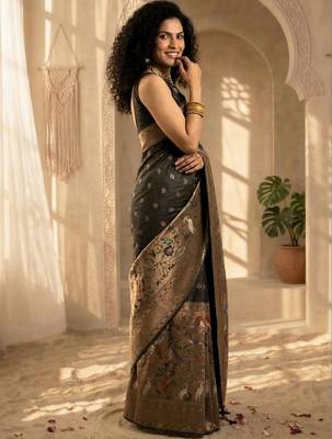 Batik Zari Silk Blend Designer Banarasi Saree 2