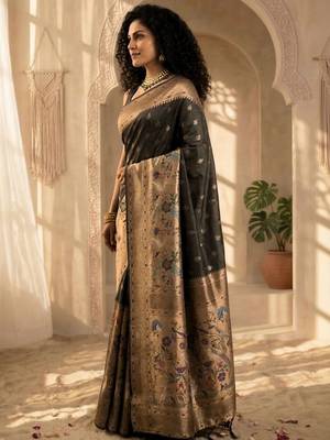 Batik Zari Silk Blend Designer Banarasi Saree 3