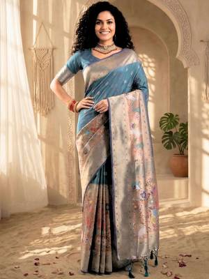 Batik Zari Silk Blend Designer Banarasi Saree 1