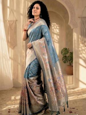 Batik Zari Silk Blend Designer Banarasi Saree 2