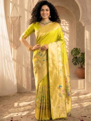 Batik Zari Silk Blend Designer Banarasi Saree 1