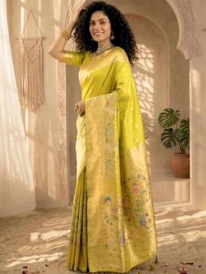 Batik Zari Silk Blend Designer Banarasi Saree 3