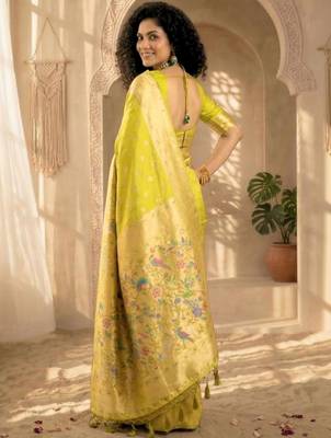 Batik Zari Silk Blend Designer Banarasi Saree 4