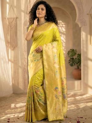 Batik Zari Silk Blend Designer Banarasi Saree 6