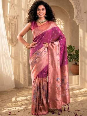 Batik Zari Silk Blend Designer Banarasi Saree 1