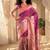Batik Zari Silk Blend Designer Banarasi Saree