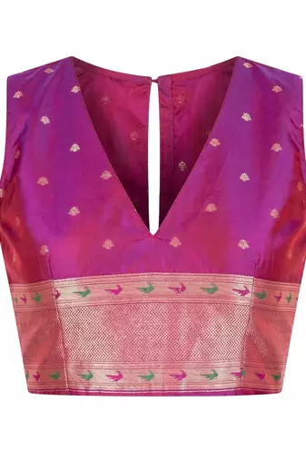 Batik Zari Silk Blend Designer Banarasi Saree