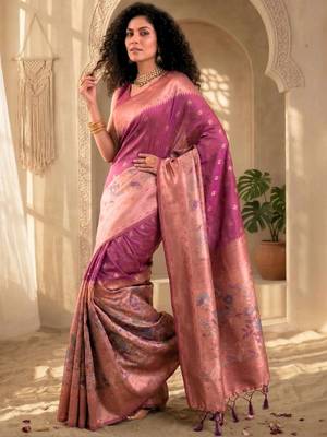 Batik Zari Silk Blend Designer Banarasi Saree 6