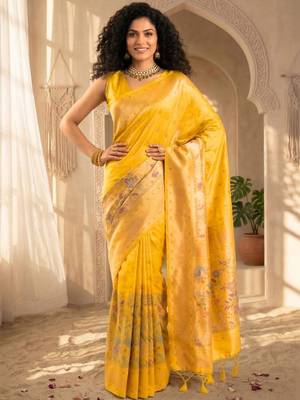 Batik Zari Silk Blend Designer Banarasi Saree 1