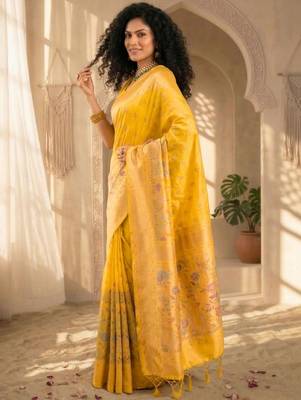 Batik Zari Silk Blend Designer Banarasi Saree 3