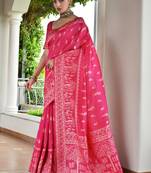Ethnic Motifs Woven Design Zari Raw Silk Banarasi Saree & Unstitched Blouse