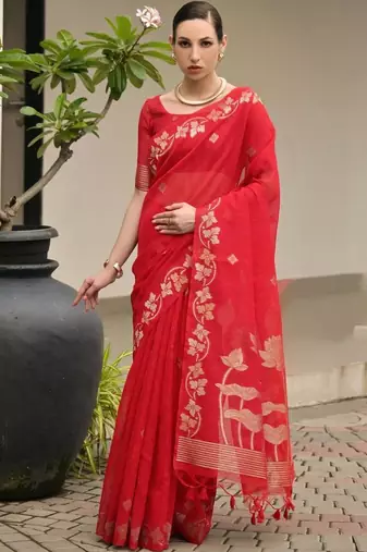Ethnic Motif Woven Design Zari Banarasi Saree