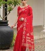 Ethnic Motif Woven Design Zari Banarasi Saree