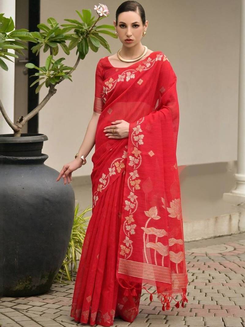 Ethnic Motif Woven Design Zari Banarasi Saree