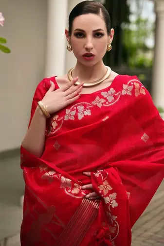 Ethnic Motif Woven Design Zari Banarasi Saree