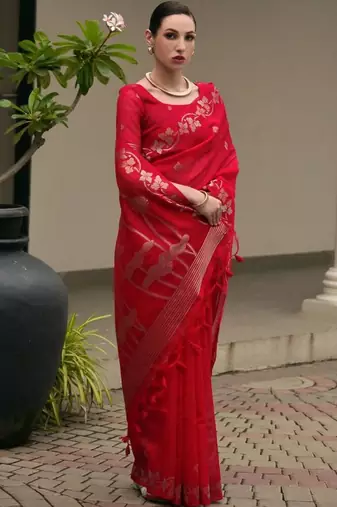 Ethnic Motif Woven Design Zari Banarasi Saree