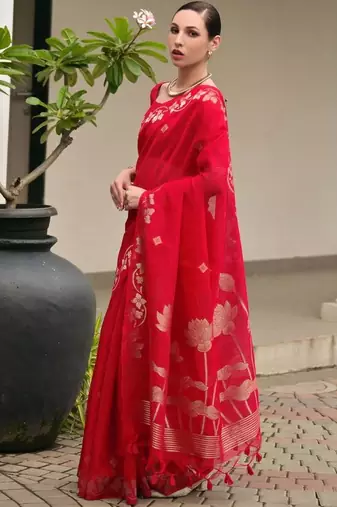 Ethnic Motif Woven Design Zari Banarasi Saree