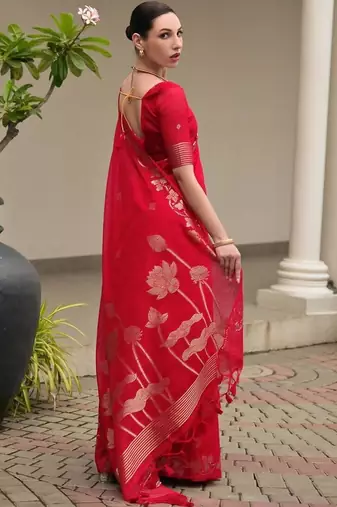 Ethnic Motif Woven Design Zari Banarasi Saree