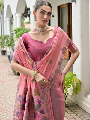 Cotton Saree with Contrast Blouse 1