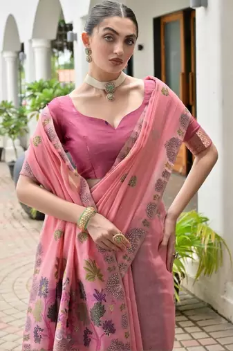 Cotton Saree with Contrast Blouse