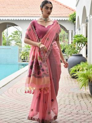 Cotton Saree with Contrast Blouse 2