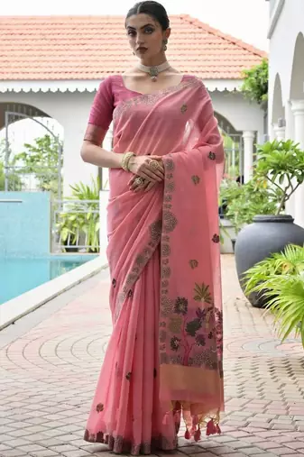 Cotton Saree with Contrast Blouse
