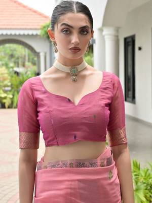Cotton Saree with Contrast Blouse 4