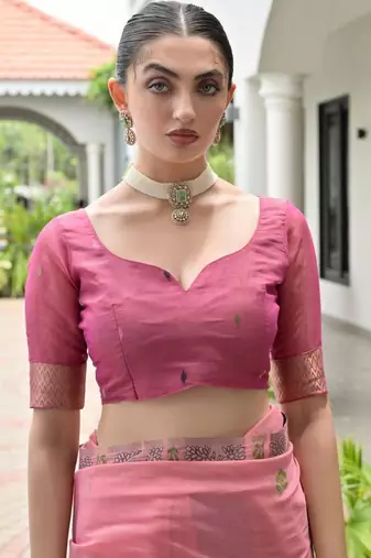 Cotton Saree with Contrast Blouse