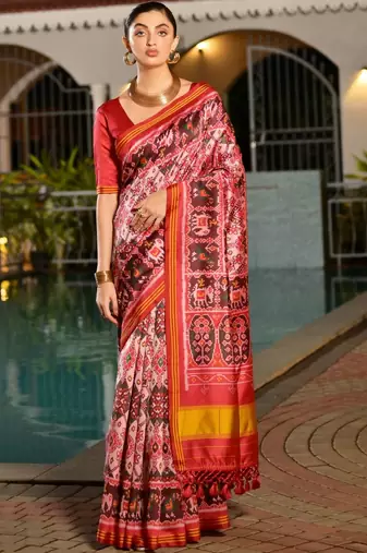 Ethnic Motifs Printed Banarasi Saree