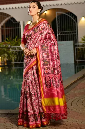 Ethnic Motifs Printed Banarasi Saree
