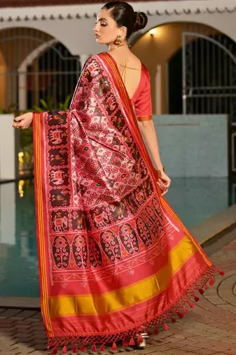 Ethnic Motifs Printed Banarasi Saree
