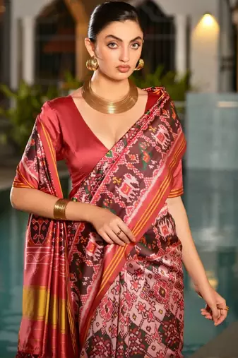 Ethnic Motifs Printed Banarasi Saree