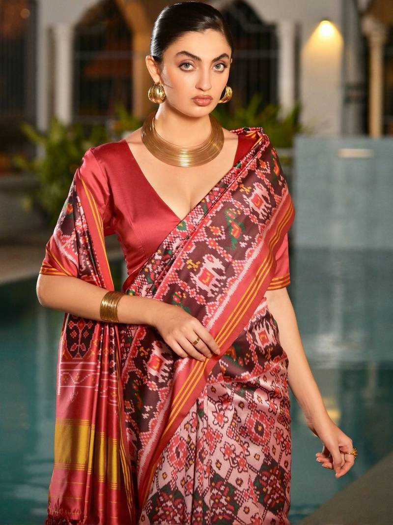 Ethnic Motifs Printed Banarasi Saree
