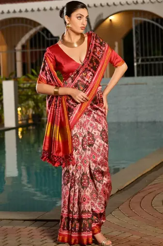 Ethnic Motifs Printed Banarasi Saree
