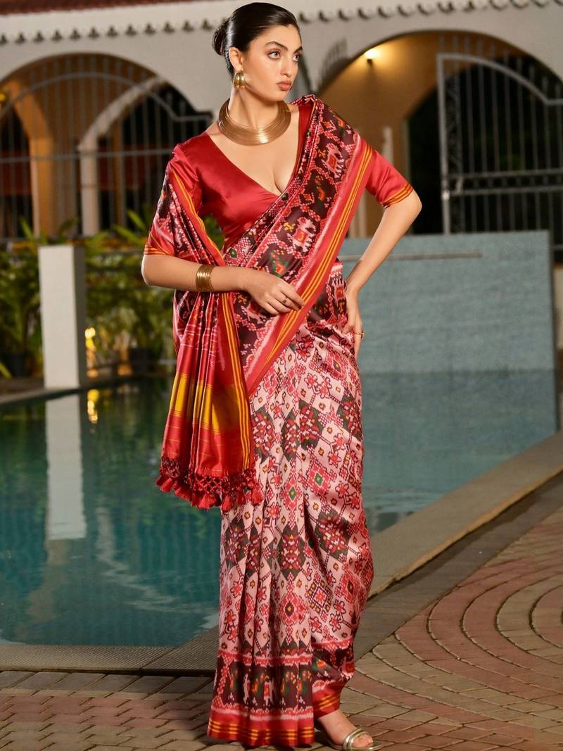 Ethnic Motifs Printed Banarasi Saree