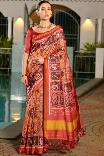 Ethnic Motifs Woven Design Zari Banarasi Saree