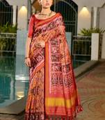 Ethnic Motifs Woven Design Zari Banarasi Saree